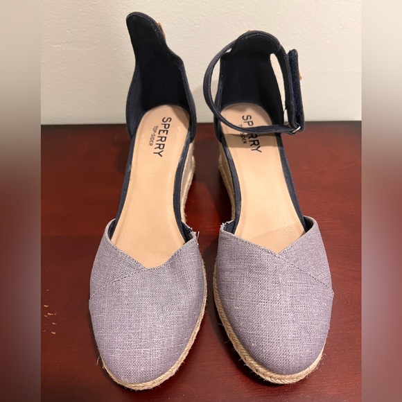 Sperry Women's Valencia Platform Navy Blue Espadrille Wedge Sandals, FLAW, 9.5 - Picture 3 of 7